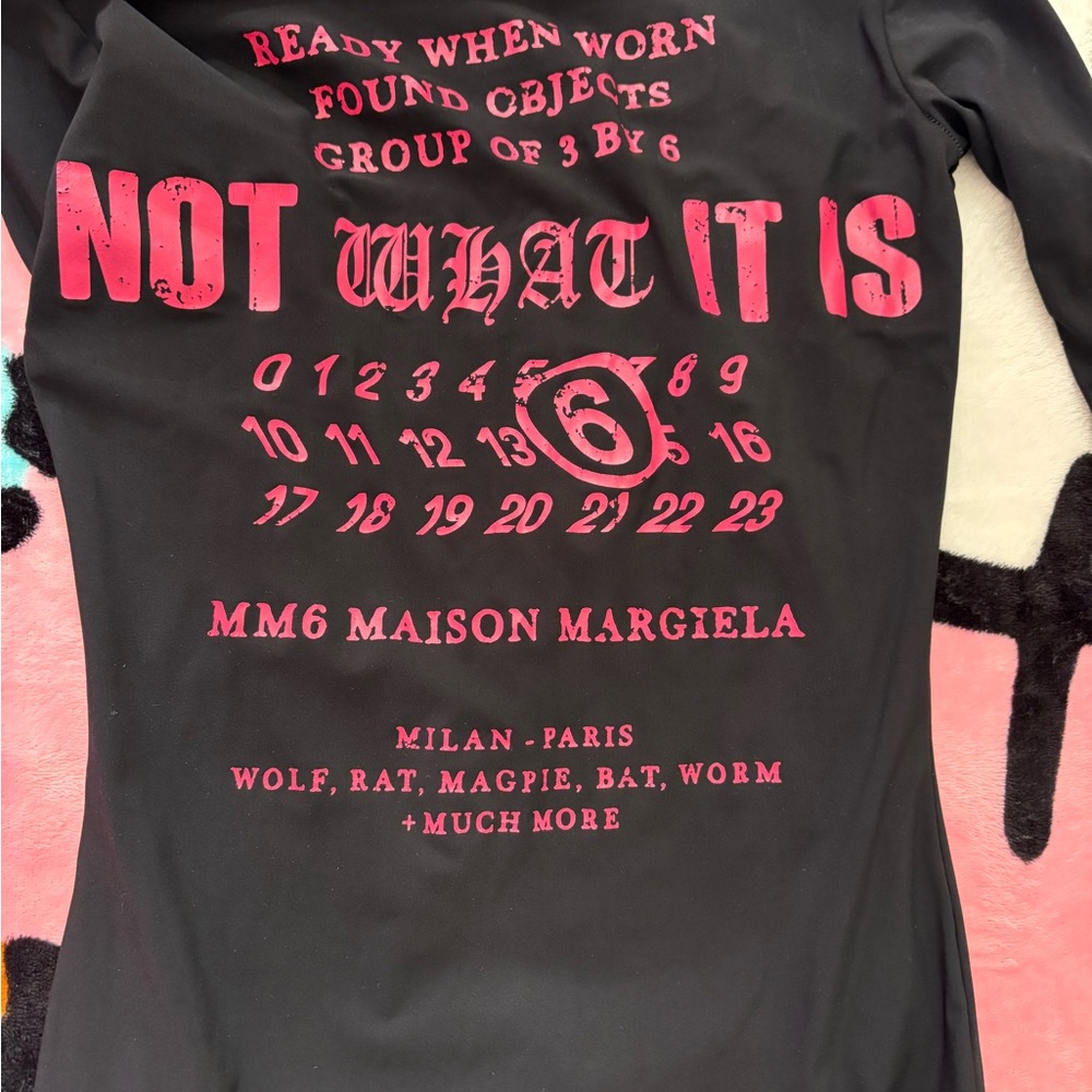 MM6 Maison Martin Margiela Black Top with Pink Graphic